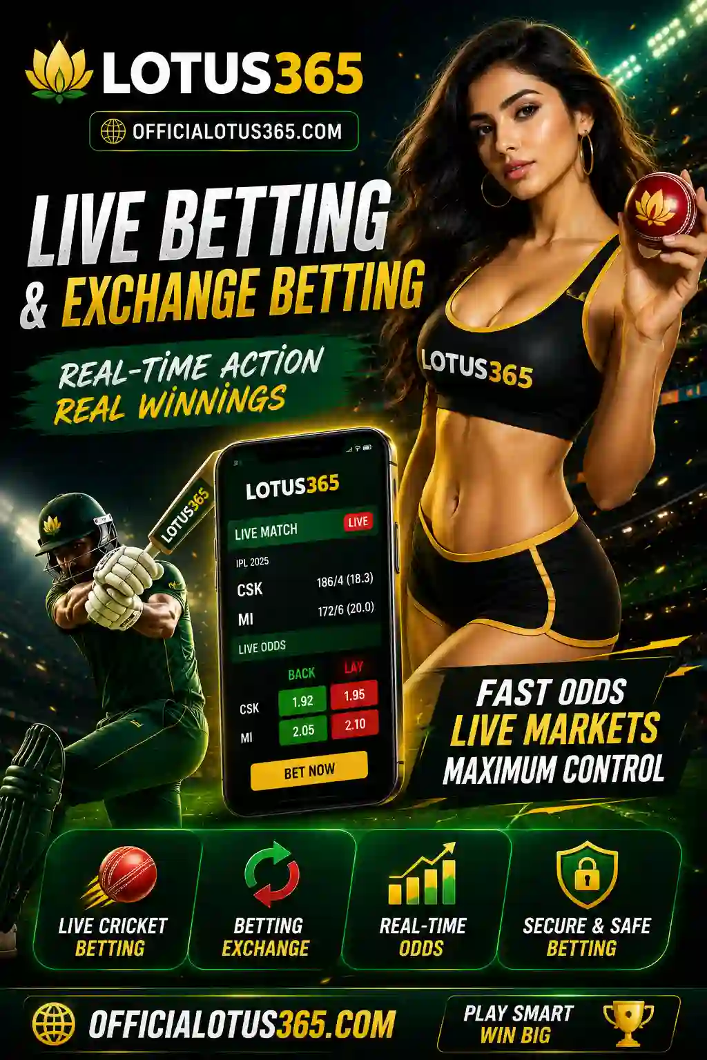 Live Betting and Online Cricket ID Banner by officialotus365.com