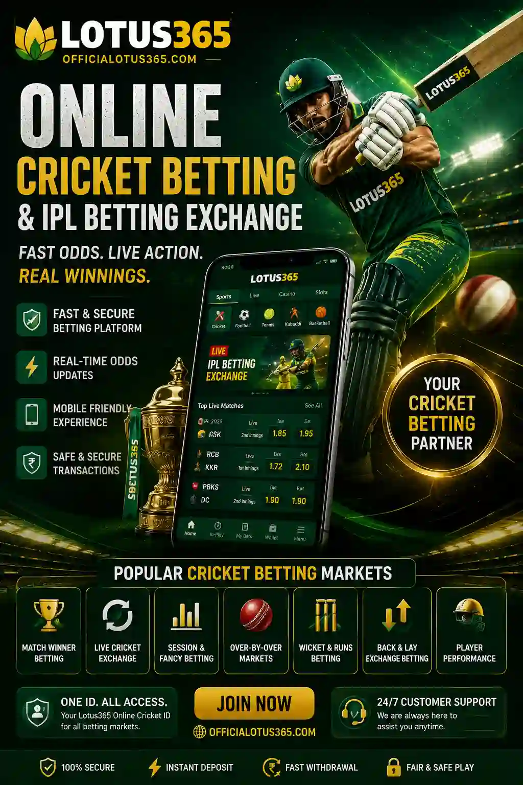 Online Criket betting Banner by Officialotus365.com