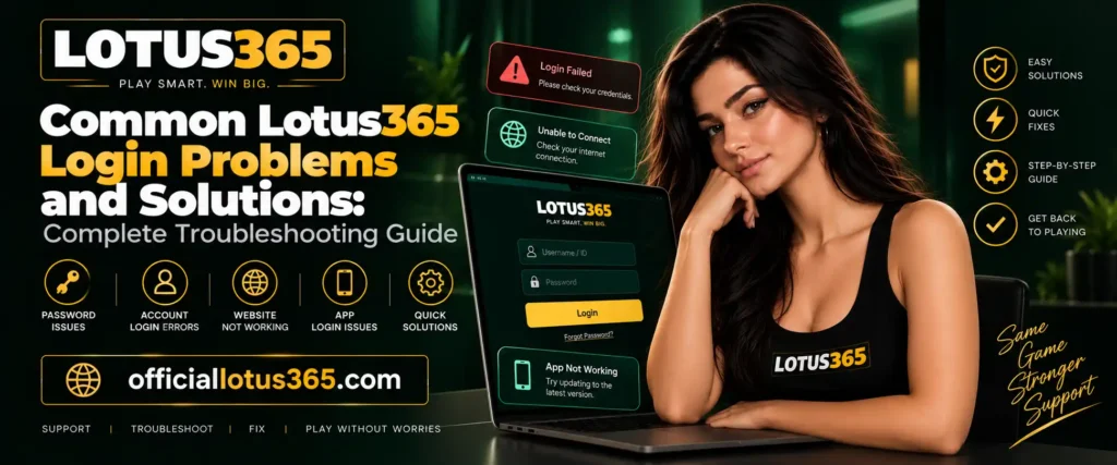 Common Lotus365 Login Problem Solutions Banner by officialotus365
