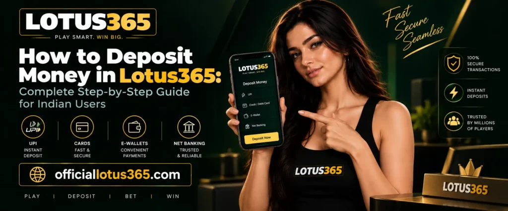 How to deposit money in Lotus365 hero image banner by Officialotus365