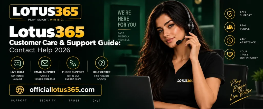 Lotus365 Customer care & Support guide Banner by officialotus365